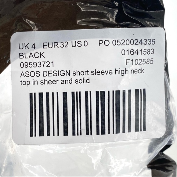 Asos Design Short Sleeve High Neck Sheer Top - 0 - Picture 7 of 7